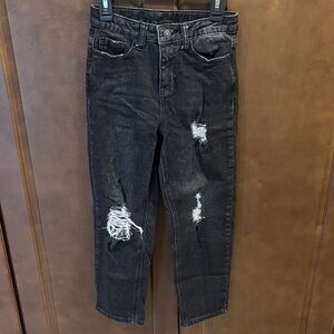 Girl’s Evsie Distressed Black Denim Jeans size 10 Short
